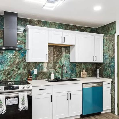 Green Marble Backsplash Kitchen - Kitchen Remodeling by Builders For You Construction in Yuma, AZ
