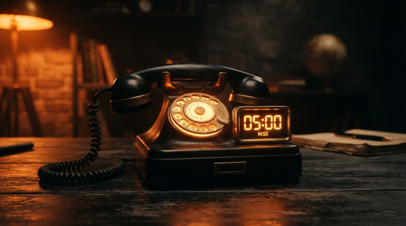 Glowing vintage phone with a five-minute timer symbolizing fast lead response