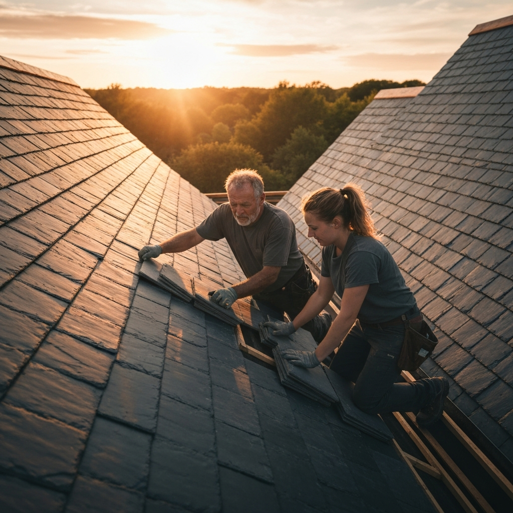 Dachdecker Team Drohnenansicht