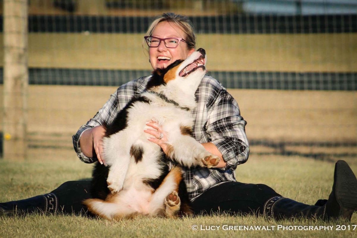 Girl with Australian Shepherd