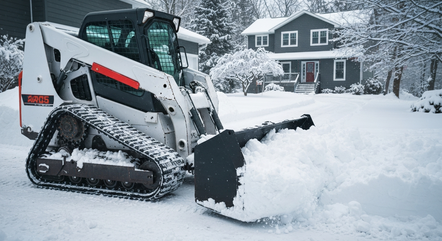 Skid steer clearing deep snow