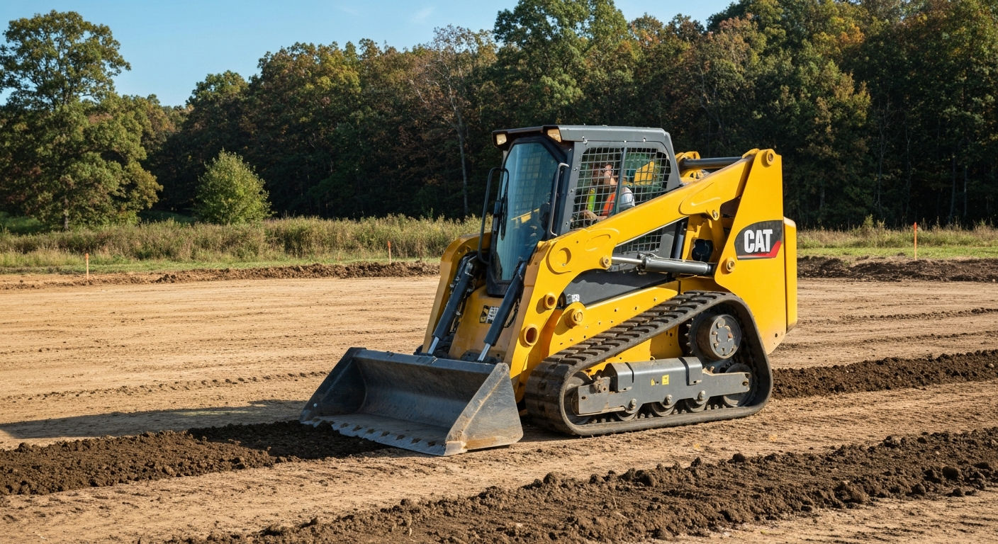 Skid steer prepping a new construction site