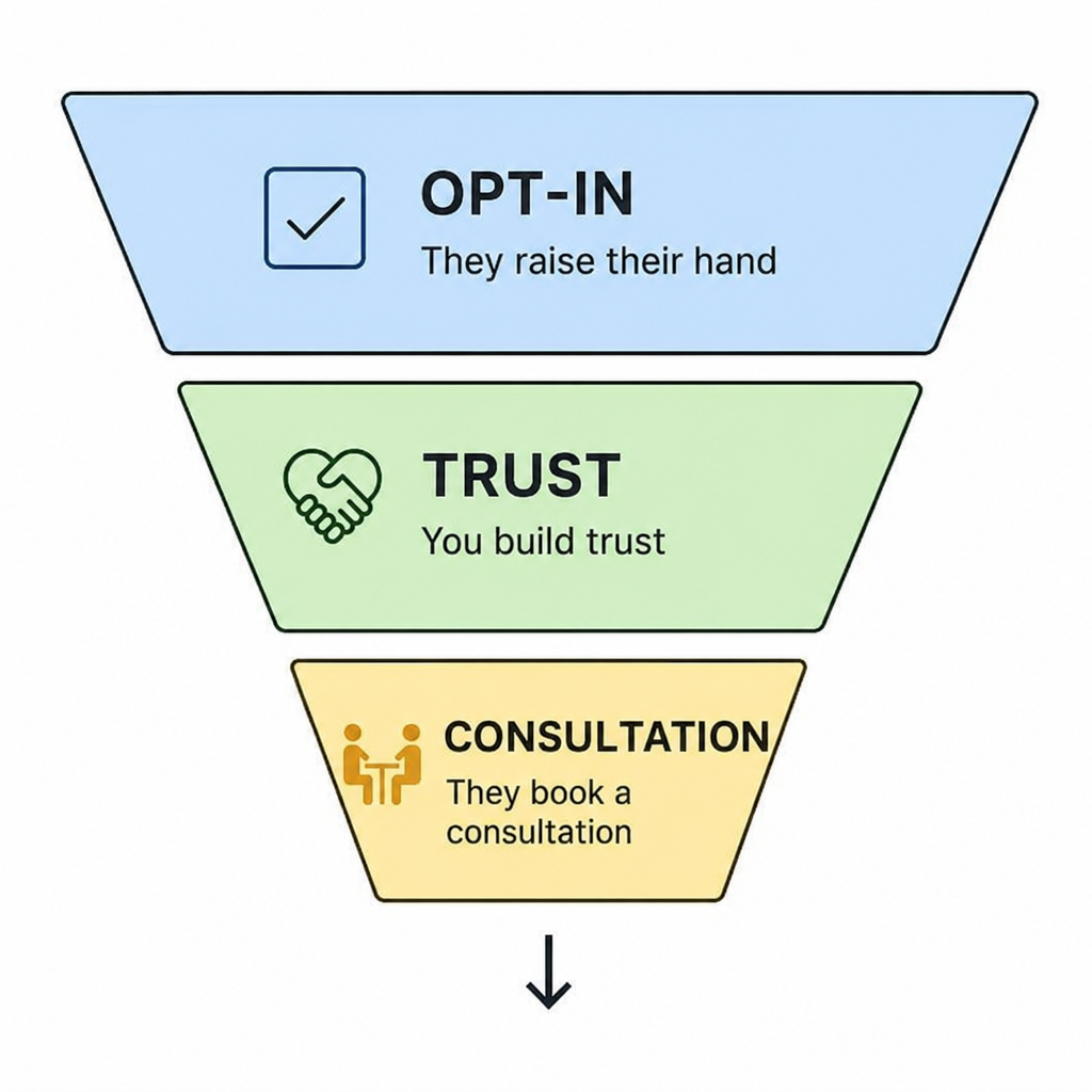A simple nurture path from new coaching lead to qualified consultation