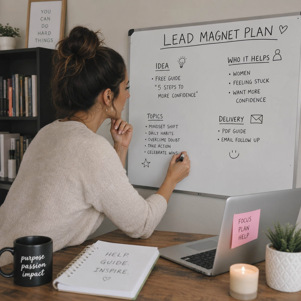 Coach planning a lead magnet outline and framework