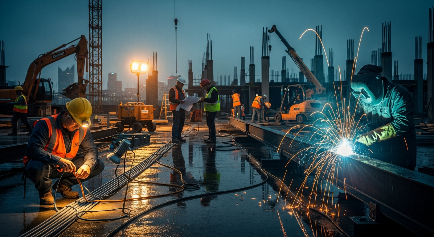 Tradespeople working