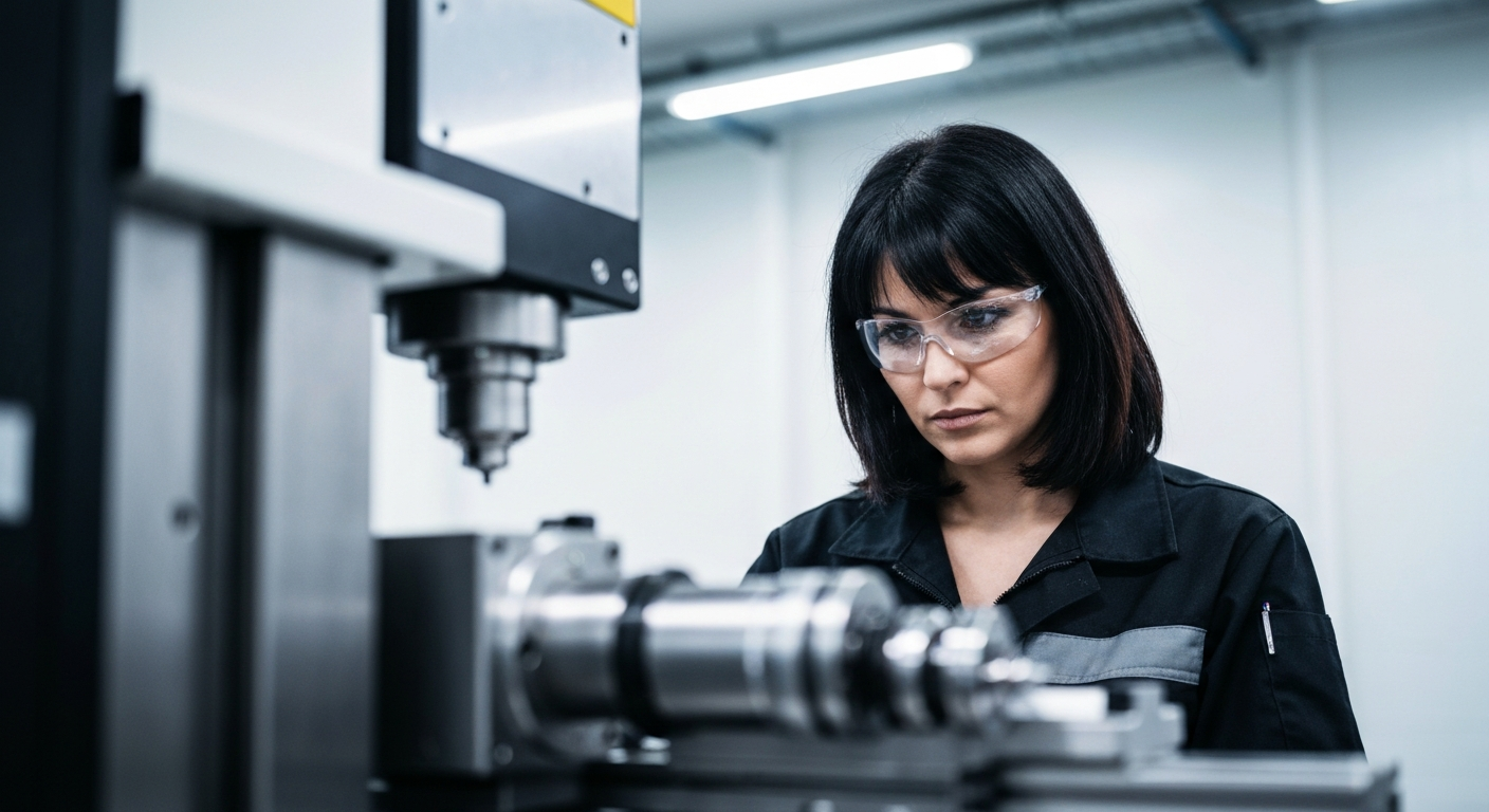 CNC Machinist operating a modern CNC machine