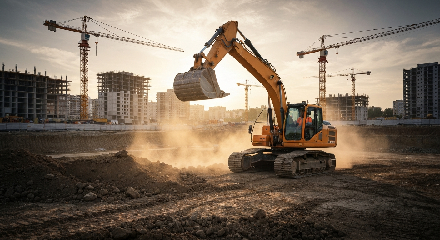 Heavy equipment operator working on a construction site
