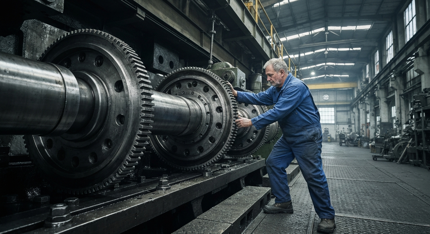 Millwright working on industrial machinery