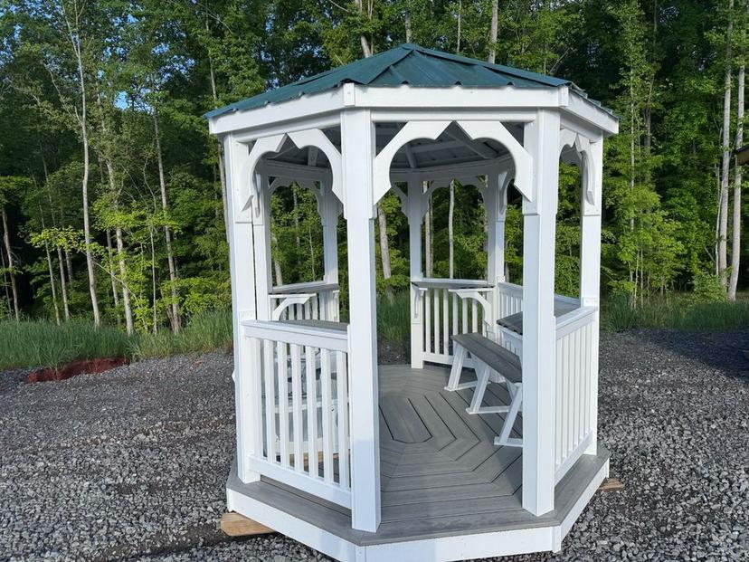 Gazebo, Vinyl Value Tea House Bench & Swing 7 x 9