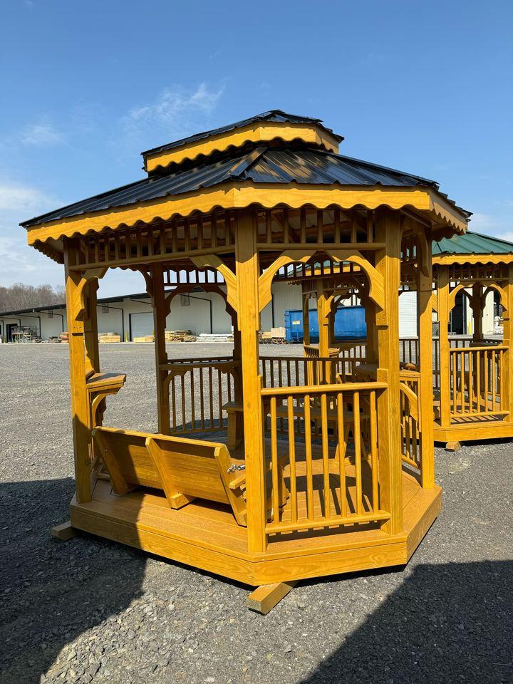 Gazebo, Wood Tea House Bench & Swing 7 x 9