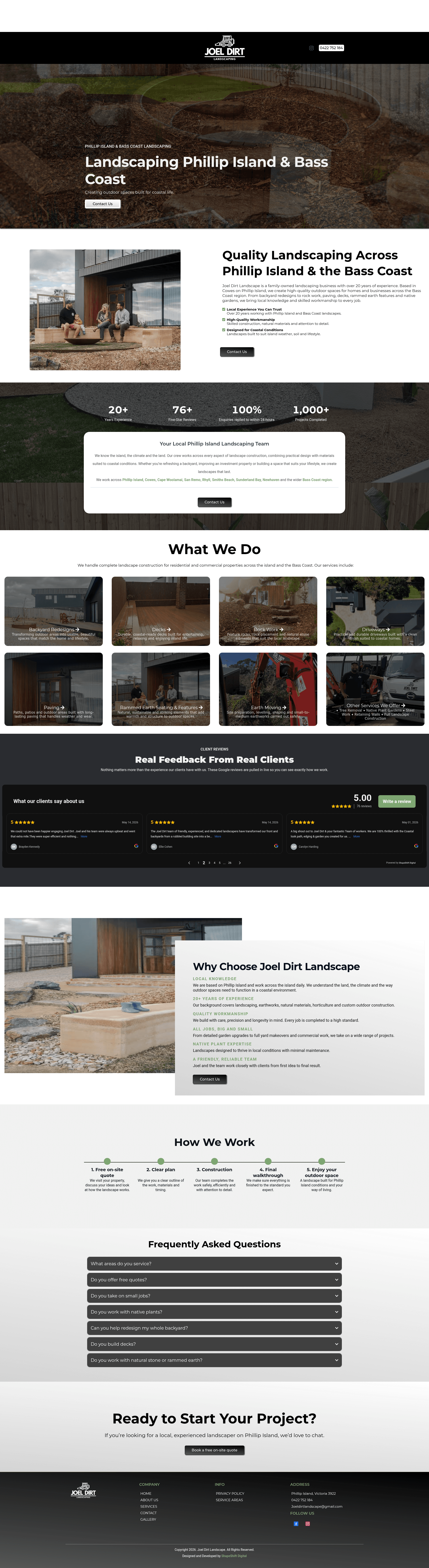 Joel Dirt Landscape Website Preview