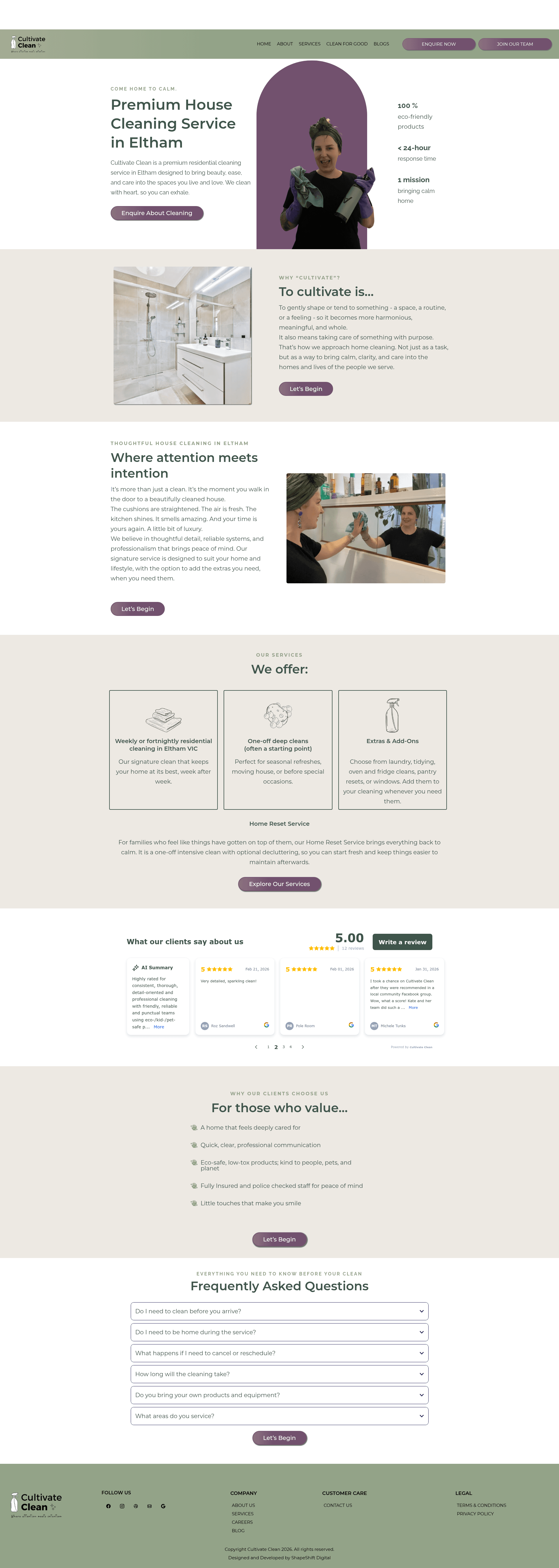 Cultivate Clean Website Preview