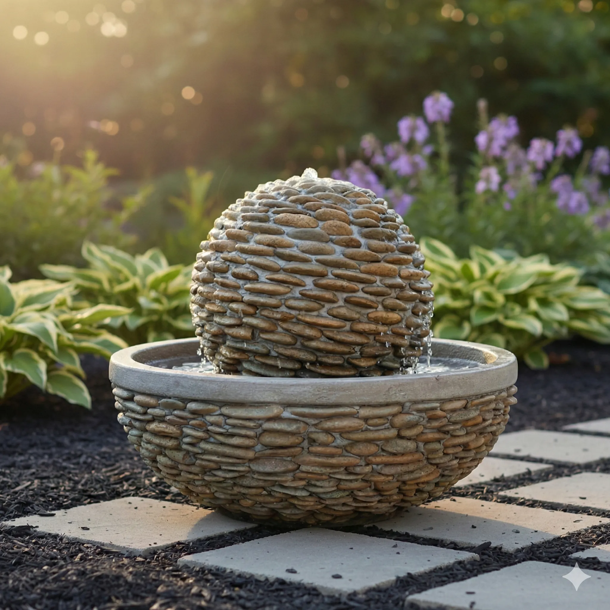 Outdoor garden fountains and water features