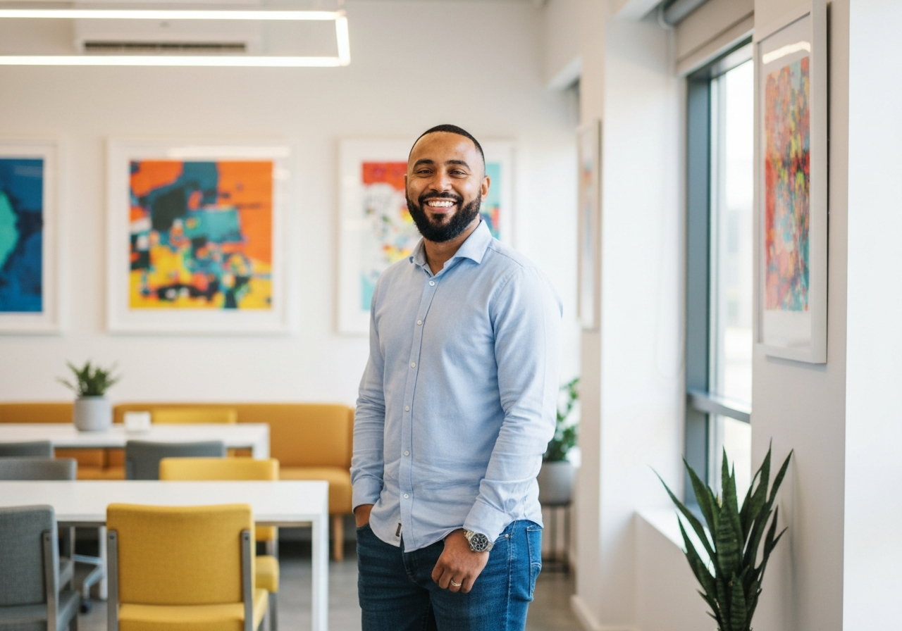 South African business owner smiling