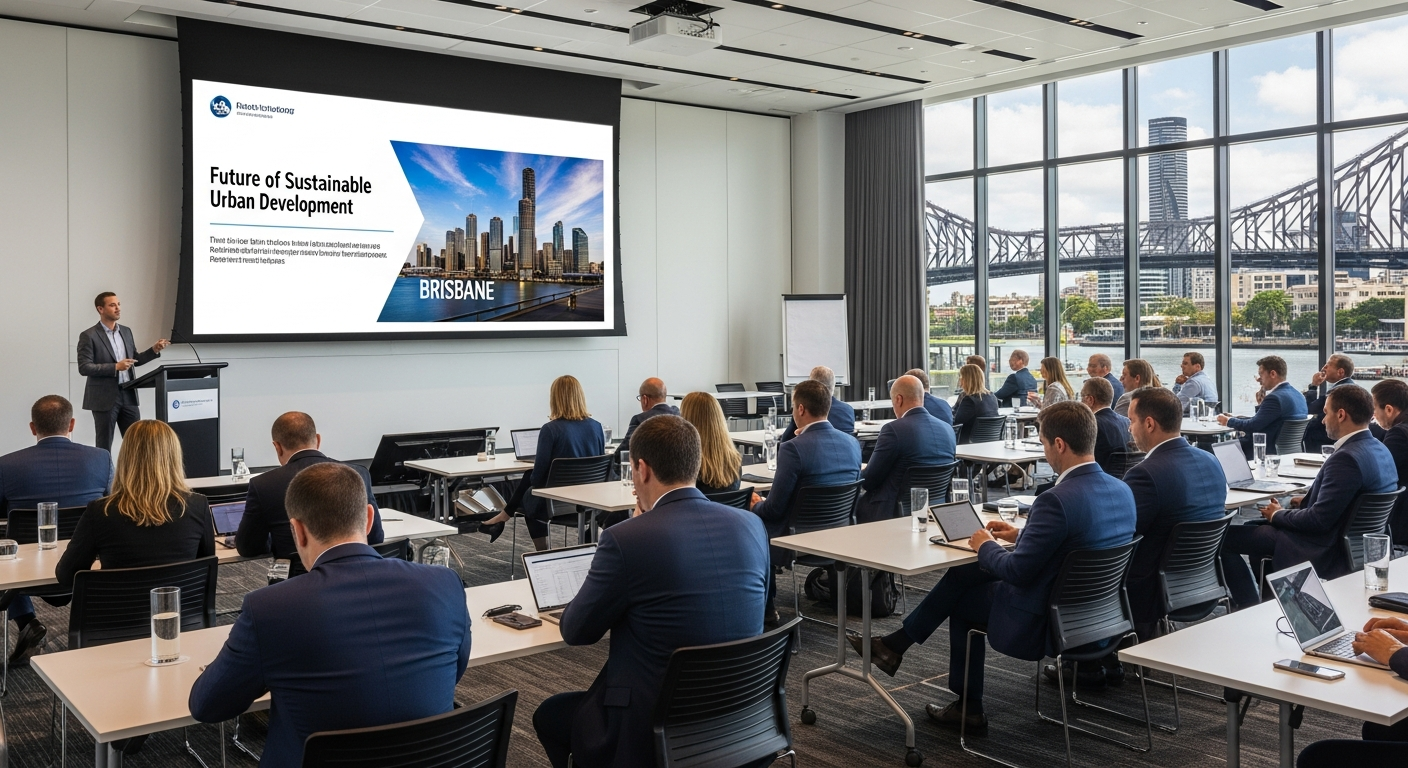 Conference presentation with projector in Brisbane