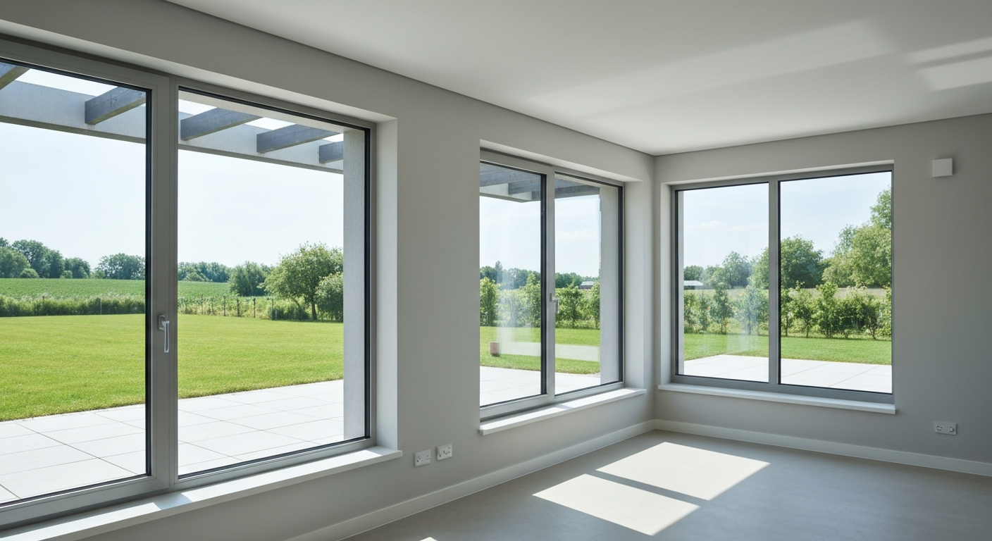 Casă modernă cu ferestre PVC