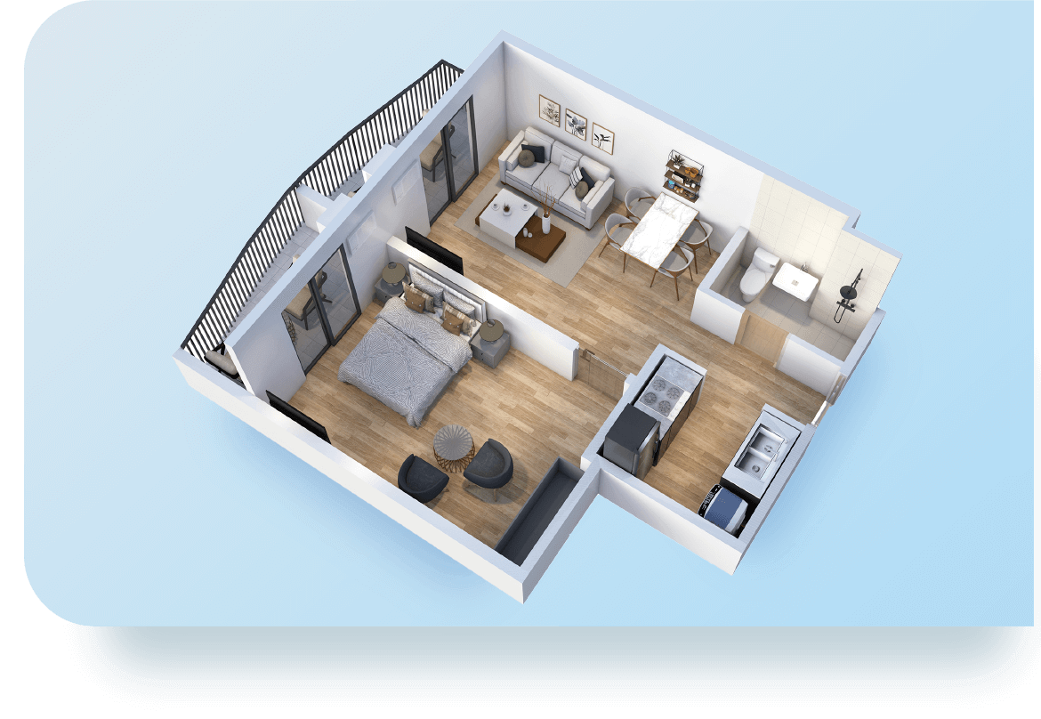 1-Bedroom Unit 1