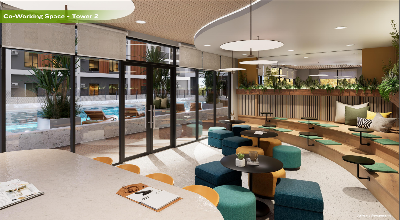 Co-Working Space Tower 2 - Modern co-working area overlooking pool