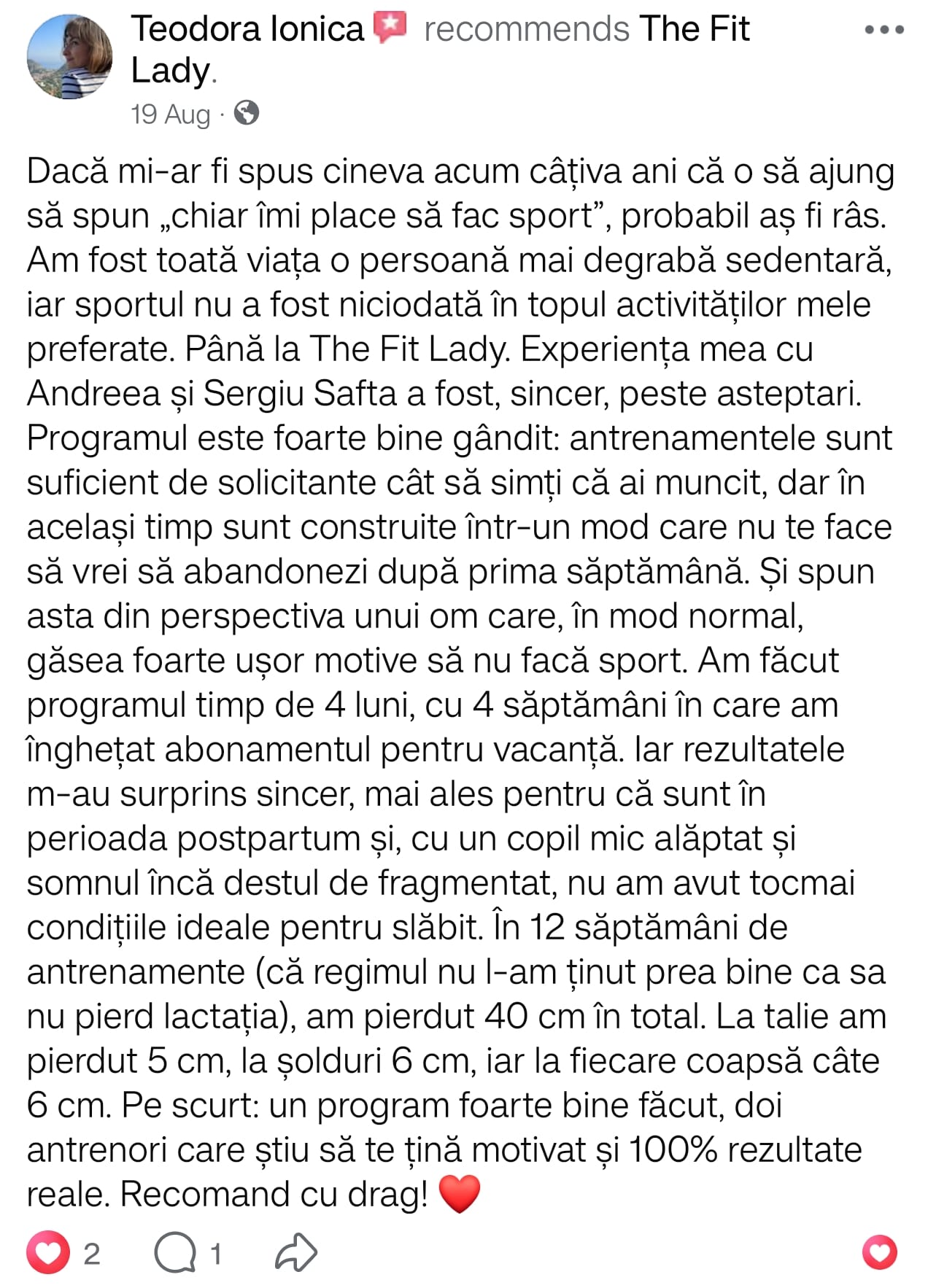 Testimonial Teodora - The Fit Lady