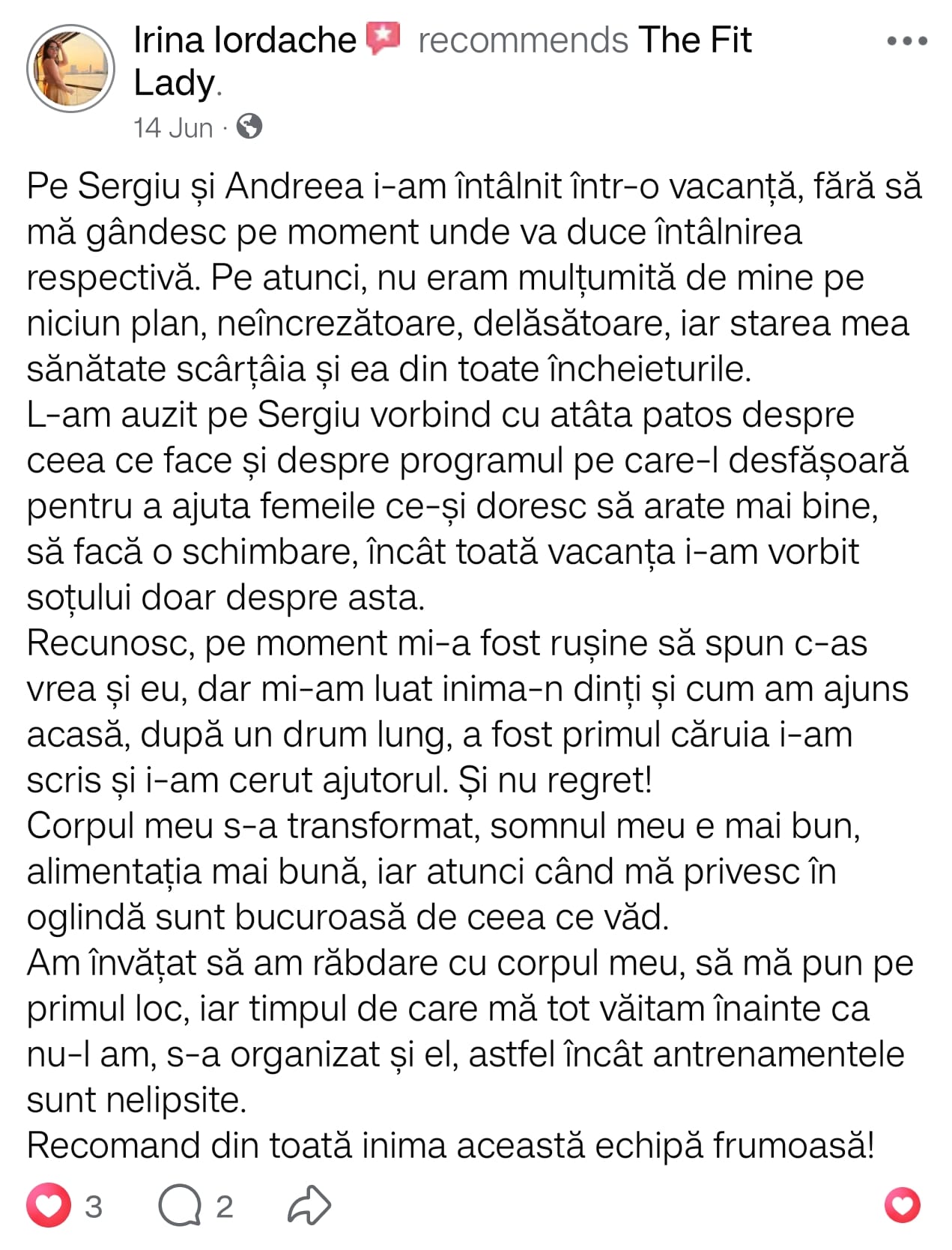 Testimonial Irina - The Fit Lady