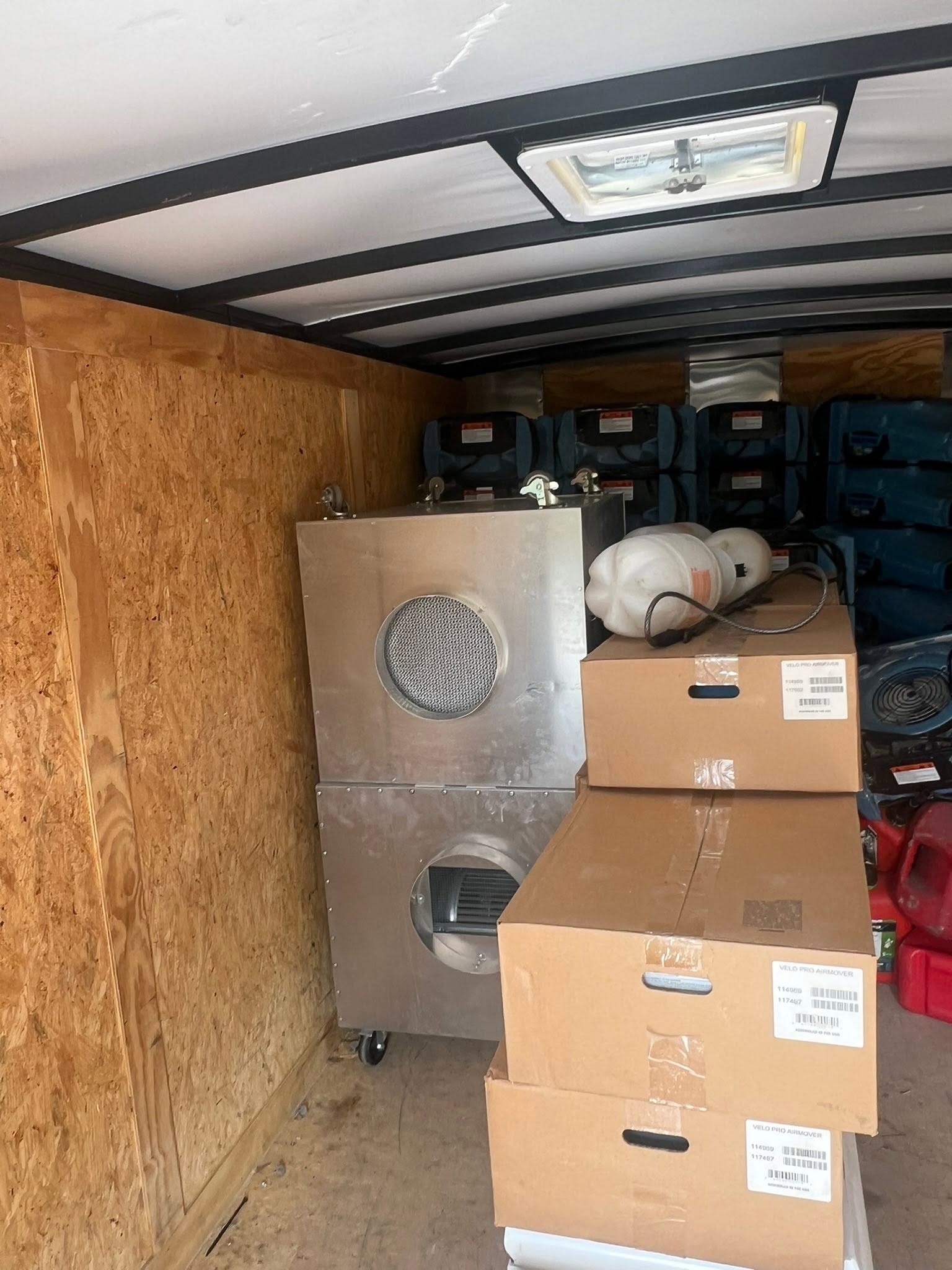 Heavy-duty drying equipment inside transport