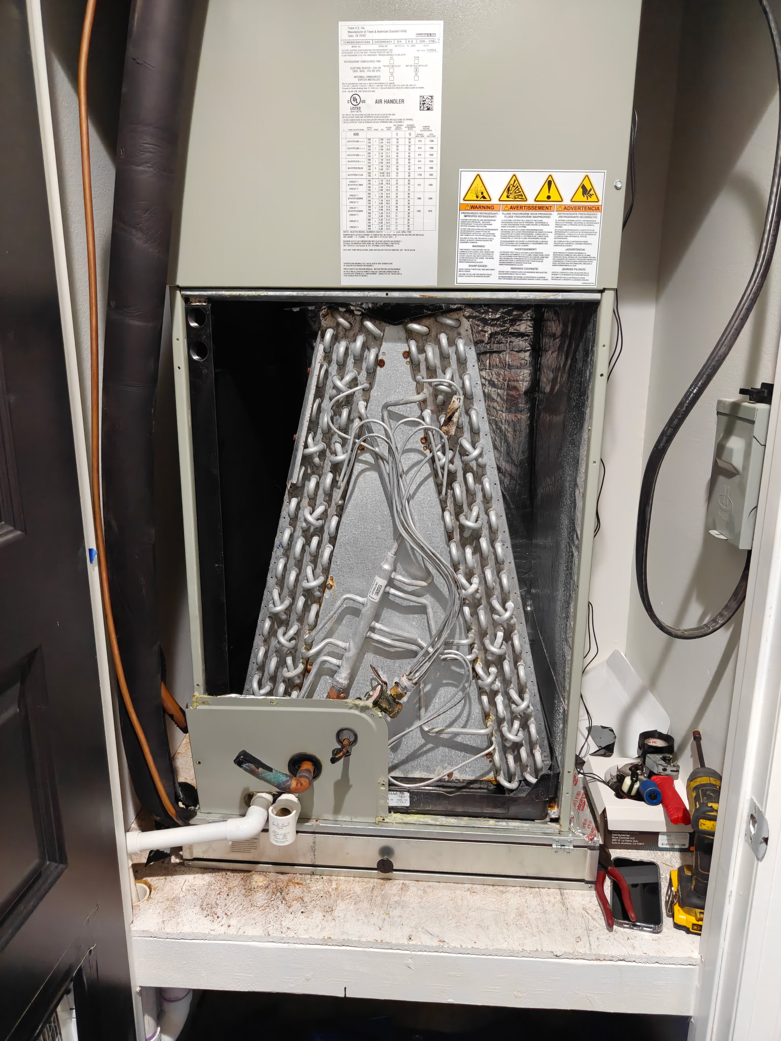 Trane Air Handler with Exposed Evaporator Coil and Copper Piping — McAllen, TX