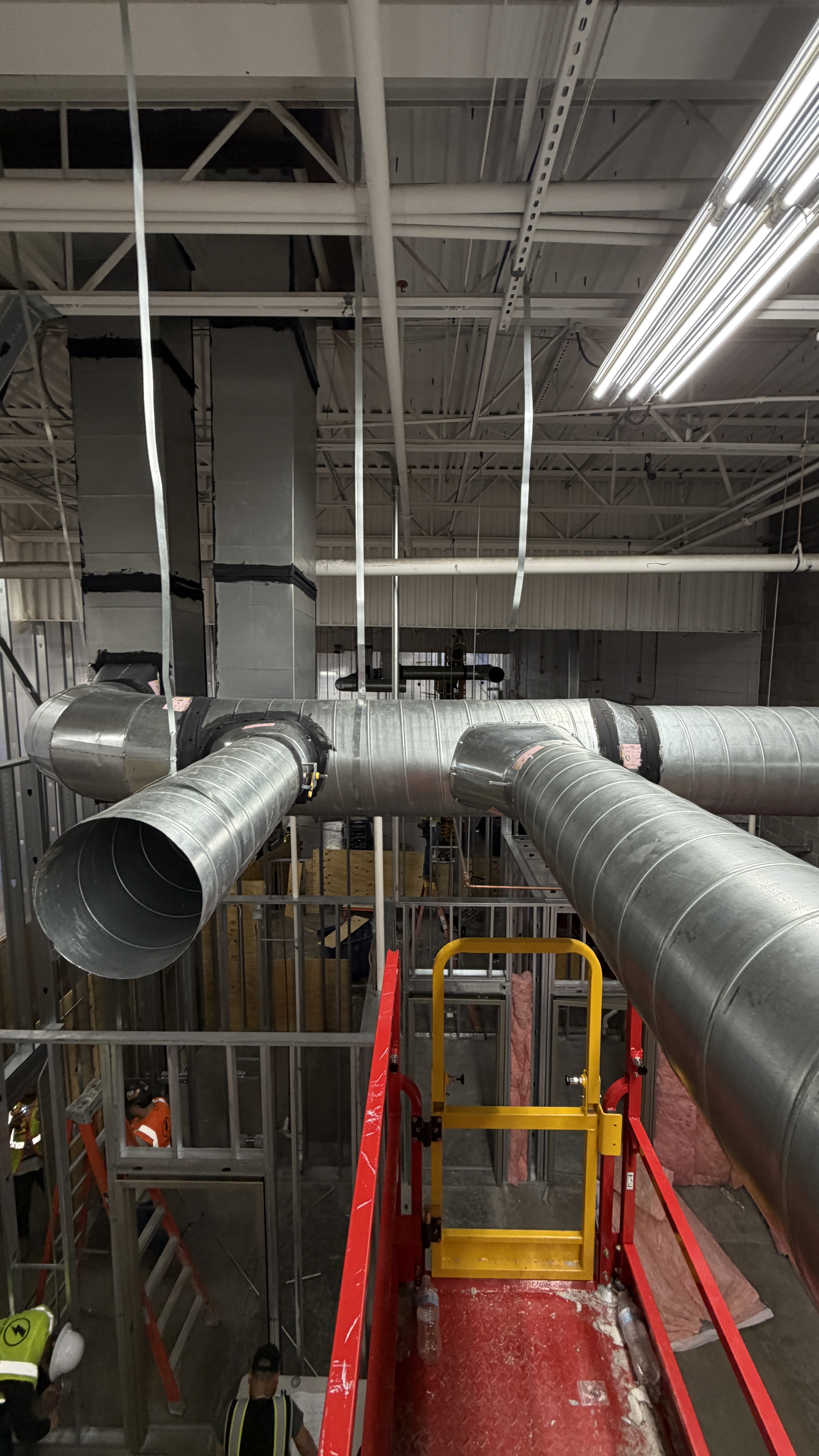Overhead View of Commercial Facility HVAC Duct Distribution System