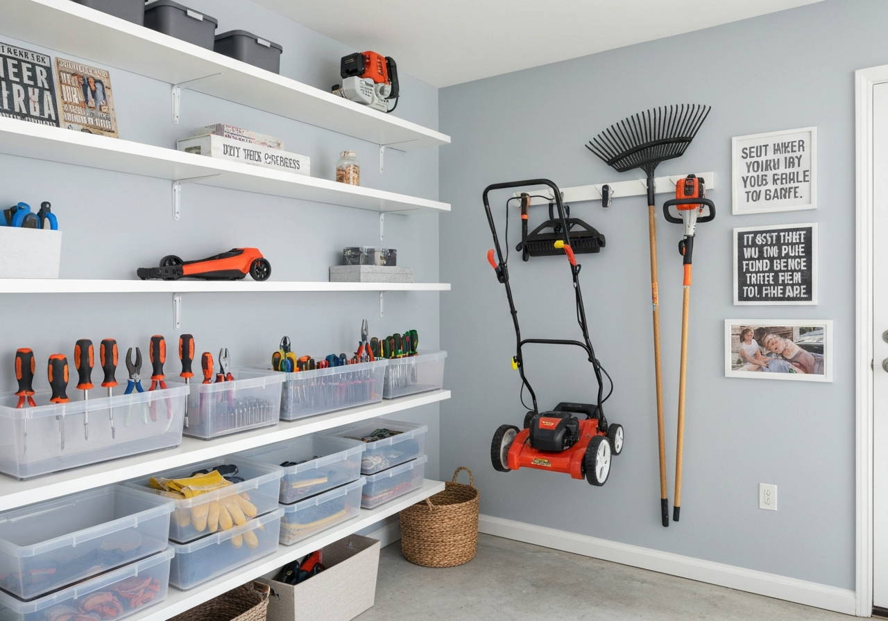 Organized shelves and tools