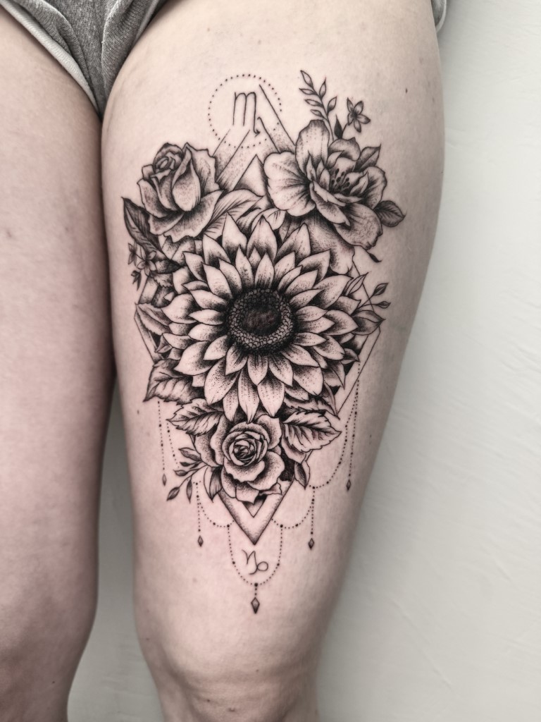 Sunflower Ornament Mandala Tattoo Studio Salzburg 27