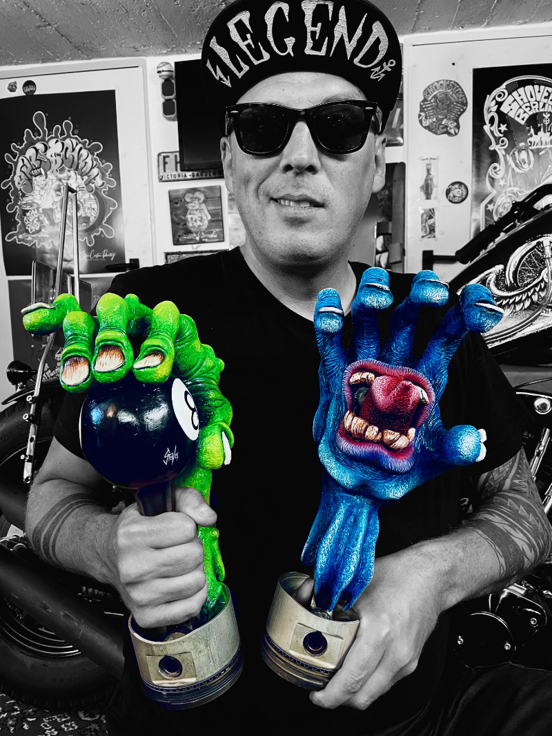Steve with Custom Painted Monster Hand Sculptures