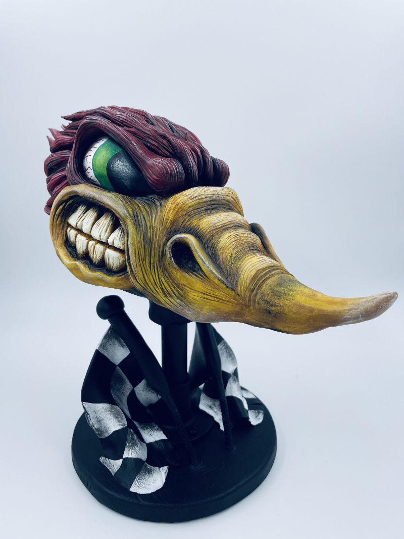 Custom Painted Woodpecker Sculpture