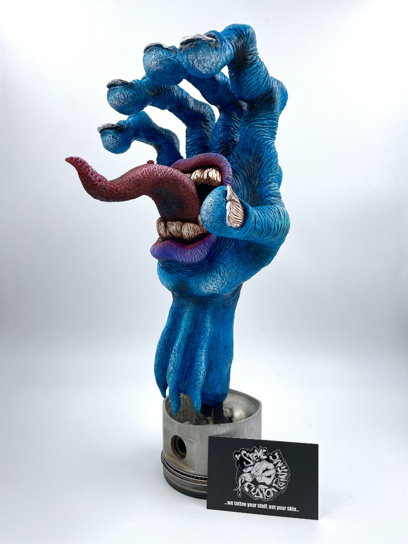 Custom Painted Monster Hand Sculpture Blue