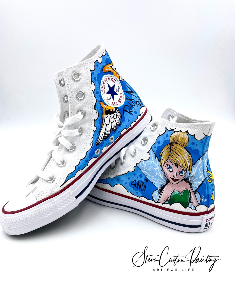 Custom Painted Converse Shoes Tinkerbell