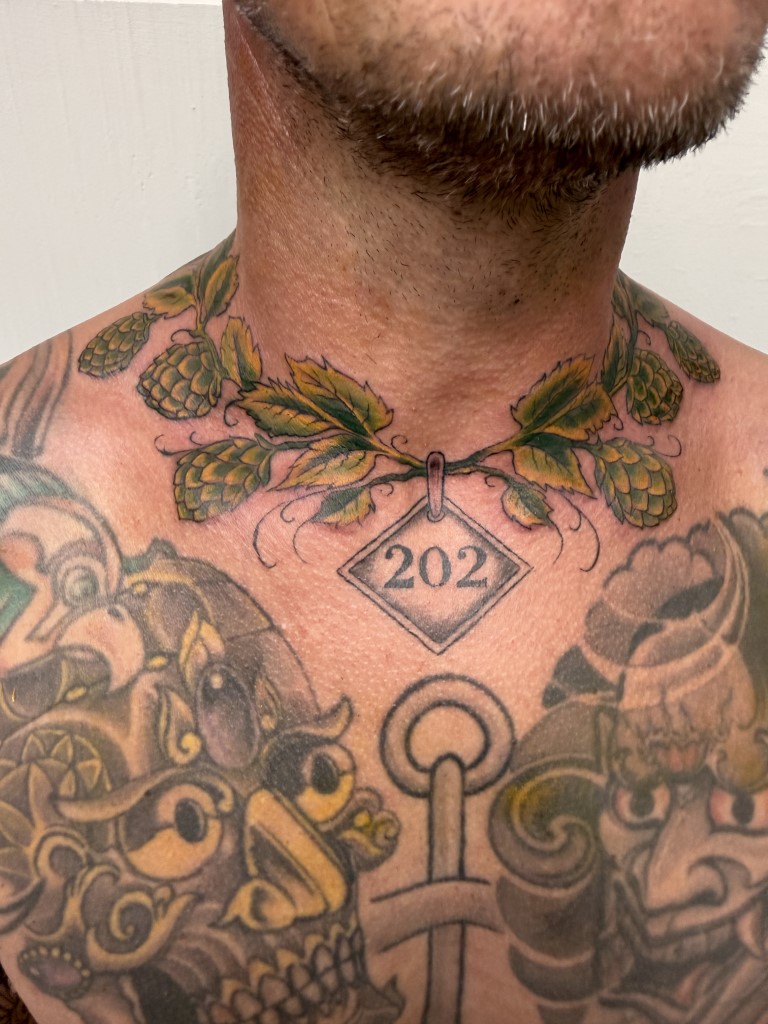 Beer Hops Necklace Tattoo Colour Neo Traditional Tattoo Studio Salzburg 8