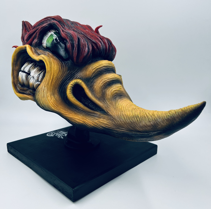 Custom Painted Bird Head Sculpture