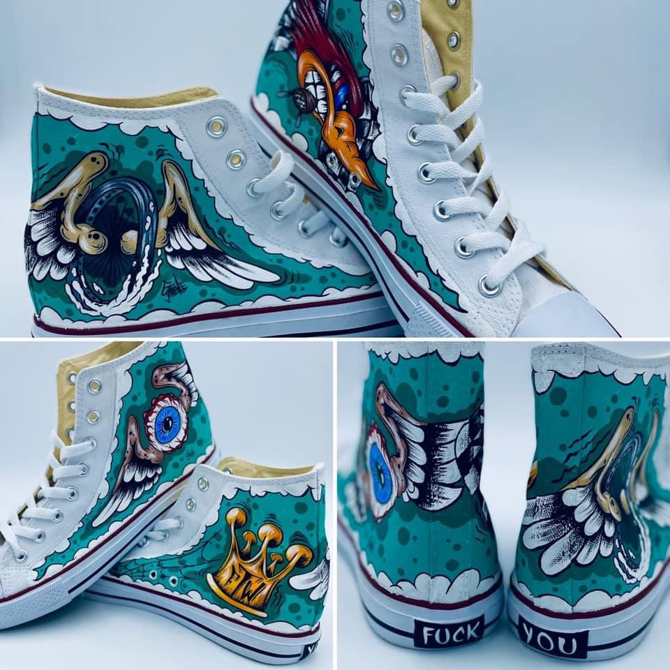 Custom Painted Converse Shoes Detail