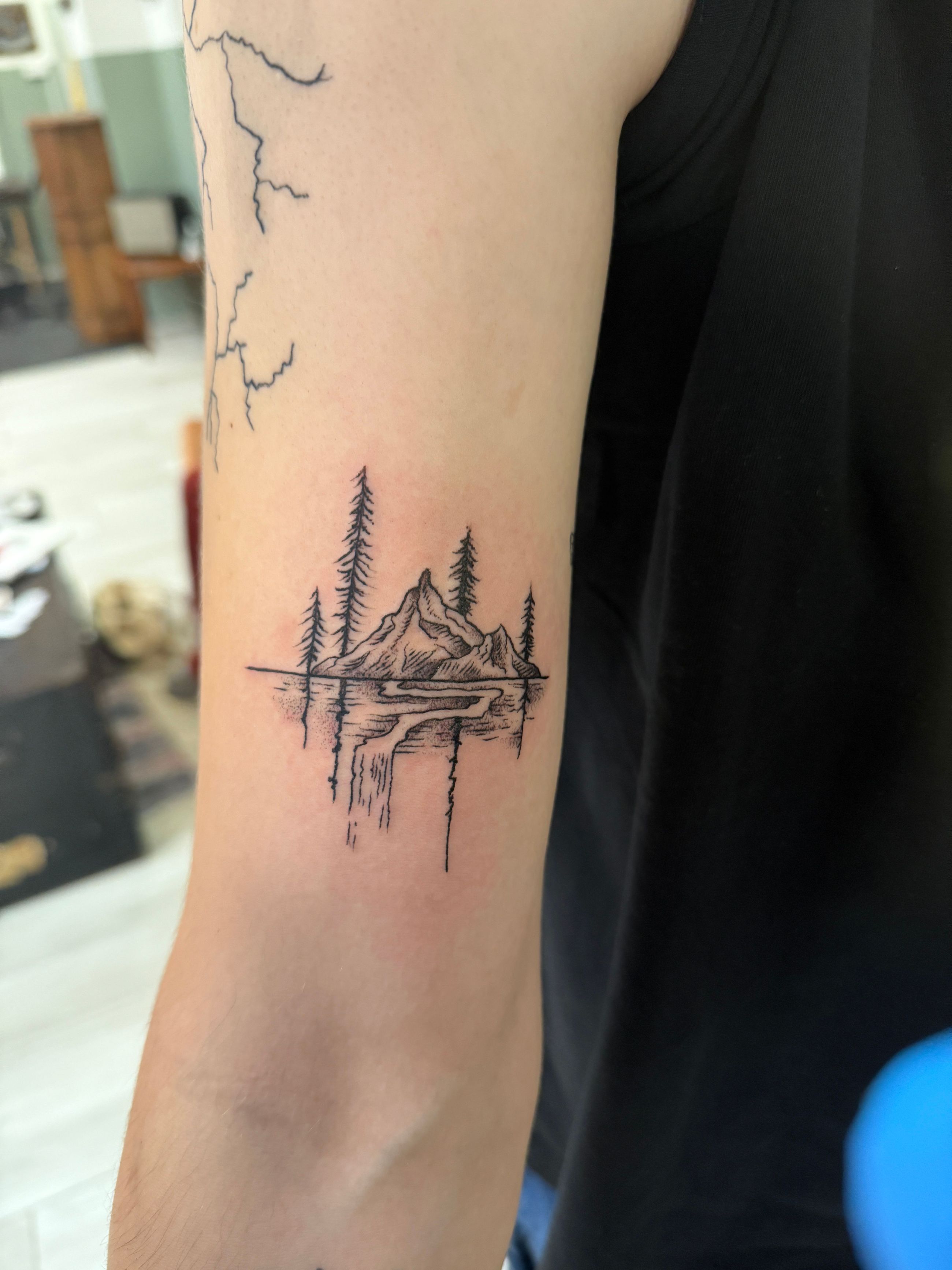 Fineline Mountain Silhouette Tattoos by Steve Salzburg 34