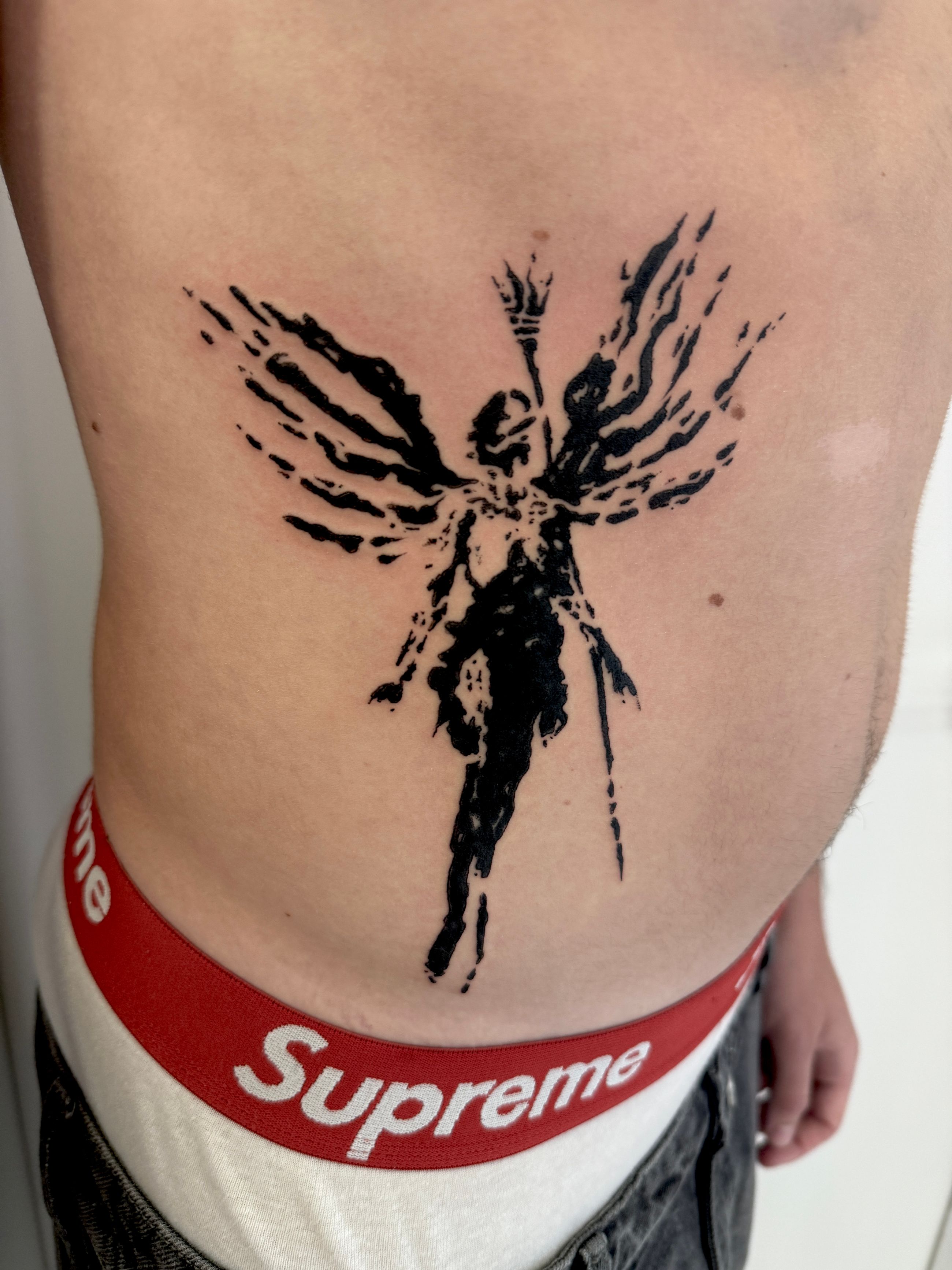 Blackwork Angel Silhouette black and grey Tattoos by Steve Salzburg 31