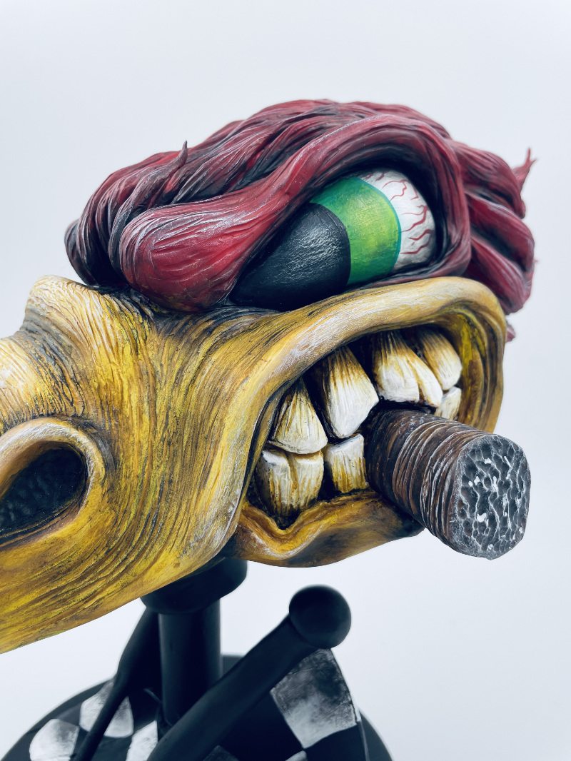 Custom Painted Woodpecker Sculpture Detail