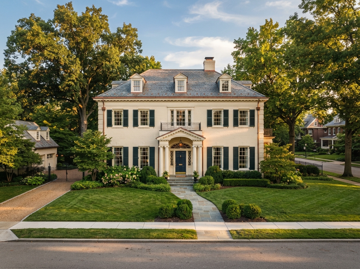 Elegant Colonial Revival home on spacious lot with mature trees in Hyde Park Cincinnati near Observatory Avenue