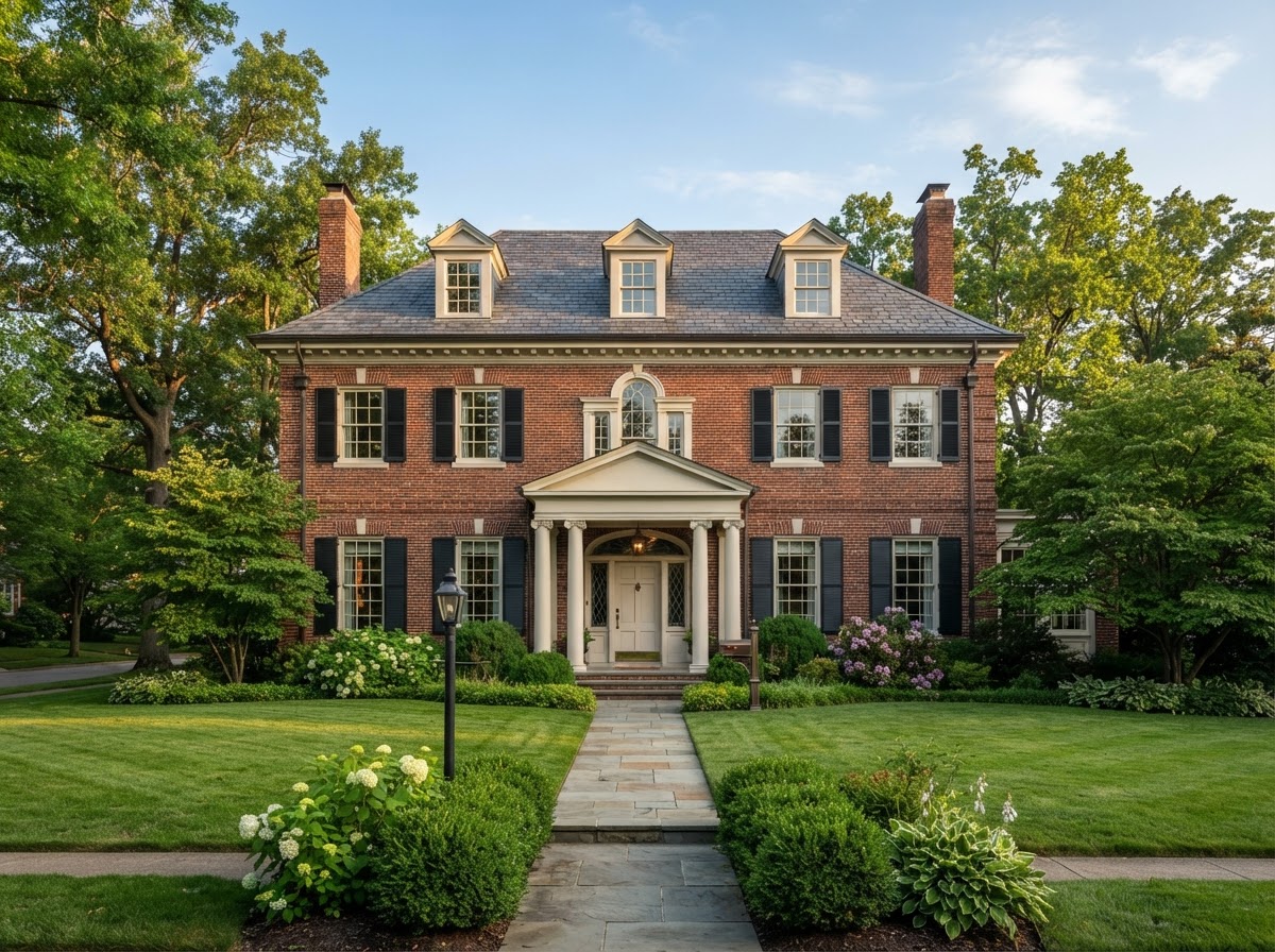 Colonial Revival home in Greater Cincinnati with symmetrical facade and classical entrance