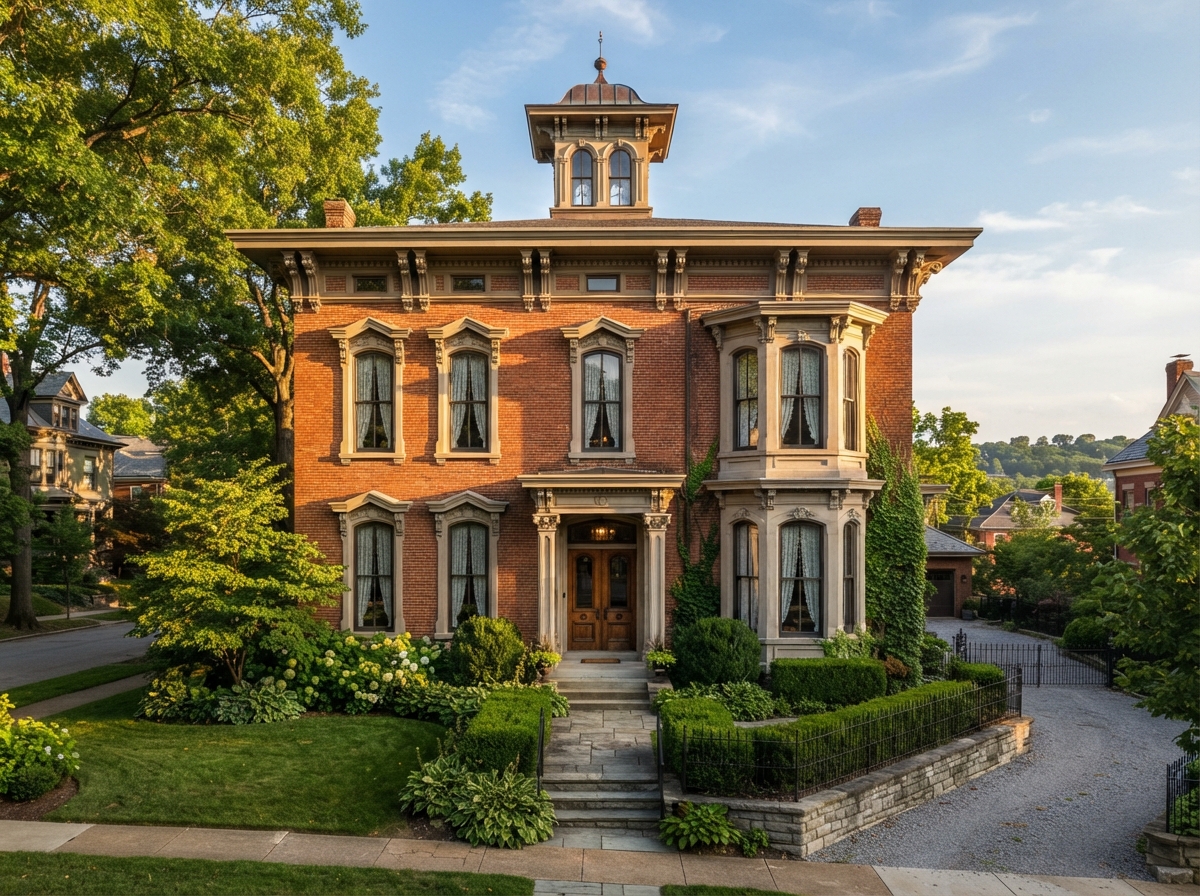 Italianate home in Greater Cincinnati with tall windows and decorative brackets