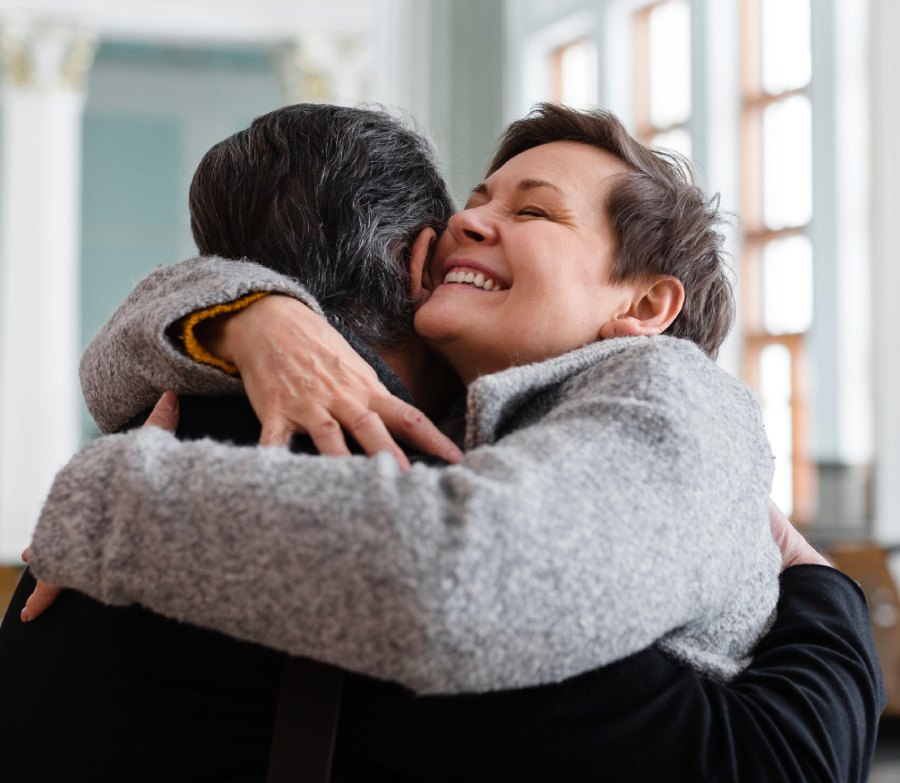 Relieved family members after receiving bail bond guidance