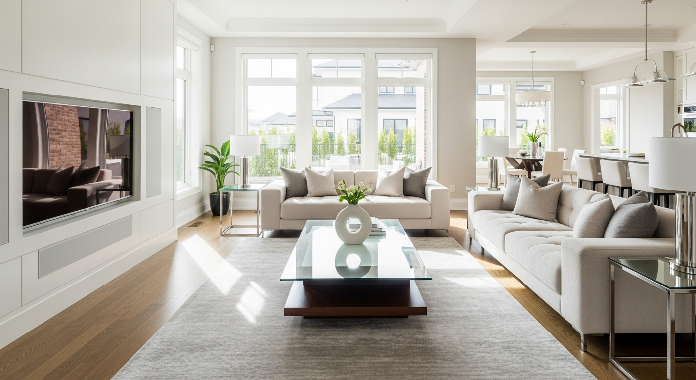 Spotlessly clean modern living room