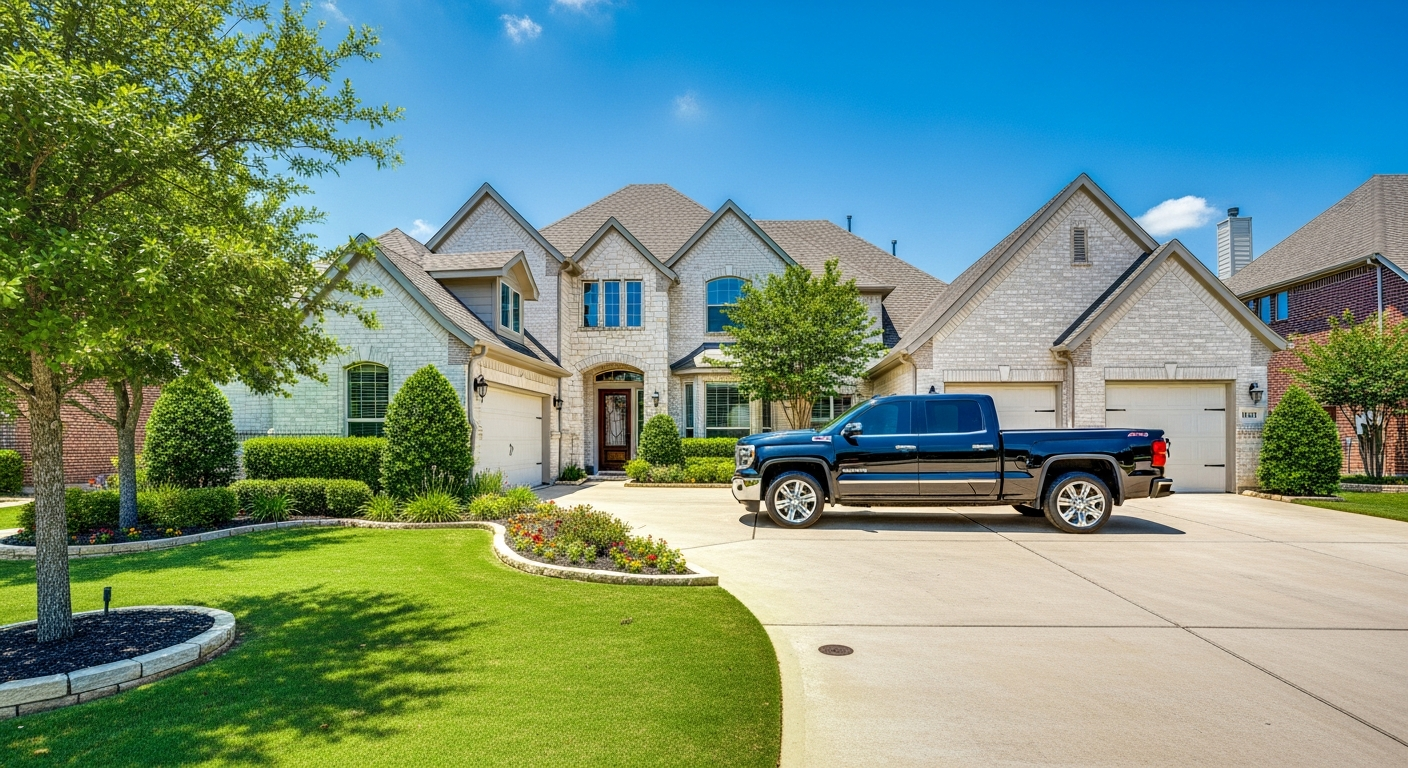 Beautiful house with pristine lawn and clean driveway
