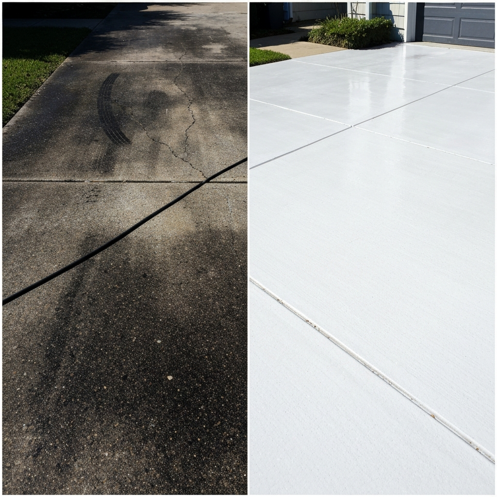 Pressure washing before and after