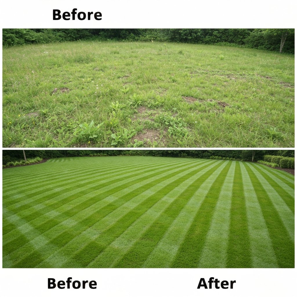 Lawn care before and after