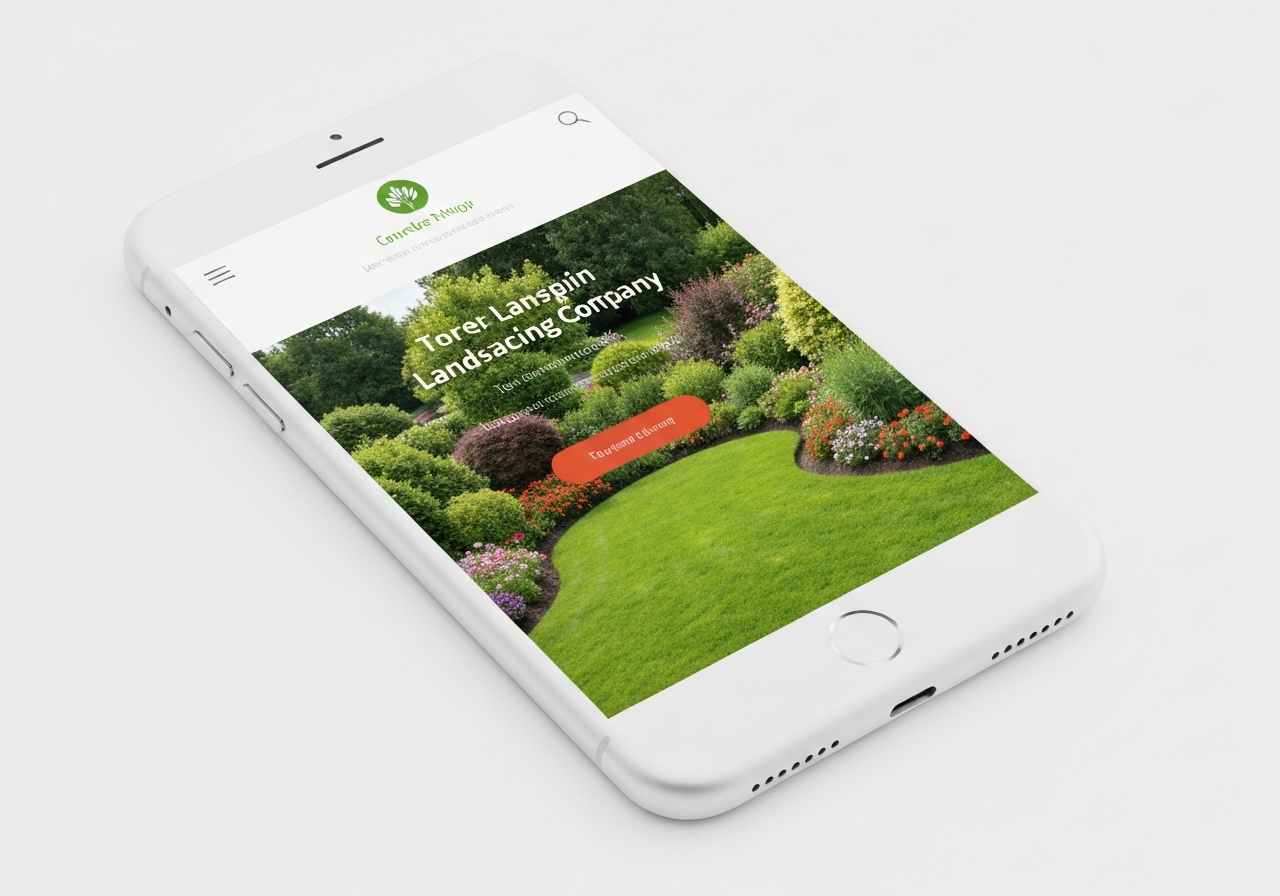 Landscaping website mockup on phone