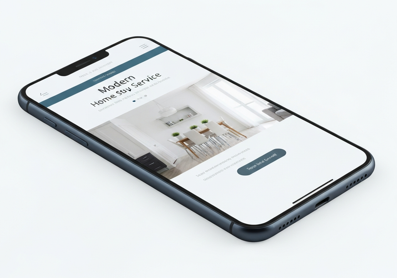 Cleaning website mockup on phone