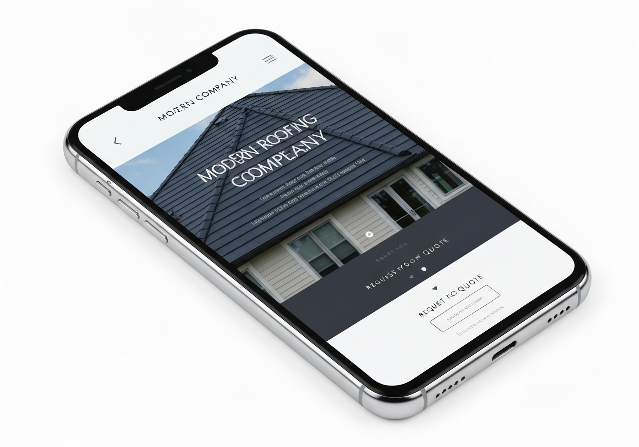 Roofing website mockup on phone